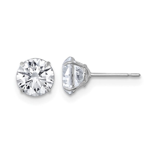 GEM AND HARMONY  10K Gold Sythentic Cubic Zirconia (Cz) Solitaire Earrings (6Mm) In White