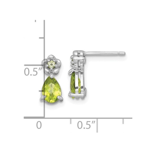 Pendants d'oreilles à péridot vert 1.37 carat en argent sterling