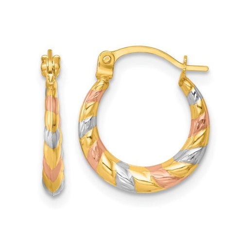 GEM AND HARMONY  14K Yellow, Rose And Gold Hoop Earrings (2.25MM Thick) In White