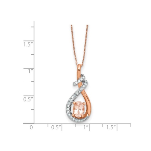 2/3 Carat Morganite Pendant Necklace with Diamonds 1/4 carat (ctw) 10K Rose Gold and Chain