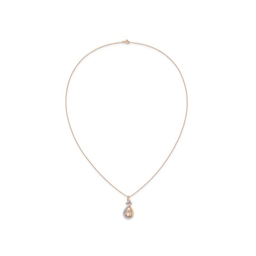 2/3 Carat Morganite Pendant Necklace with Diamonds 1/4 carat (ctw) 10K Rose Gold and Chain