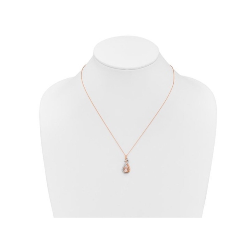 2/3 Carat Morganite Pendant Necklace with Diamonds 1/4 carat (ctw) 10K Rose Gold and Chain