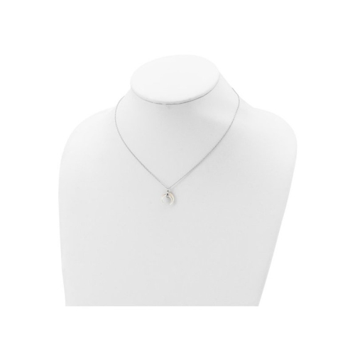 Sterling Silver Mother of Pearl Moon Pendant Necklace with Chain