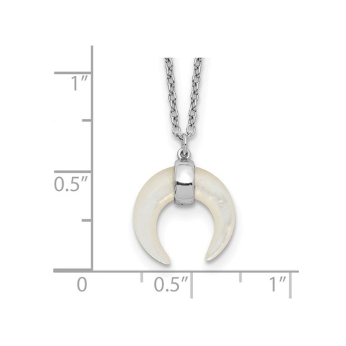 Sterling Silver Mother of Pearl Moon Pendant Necklace with Chain
