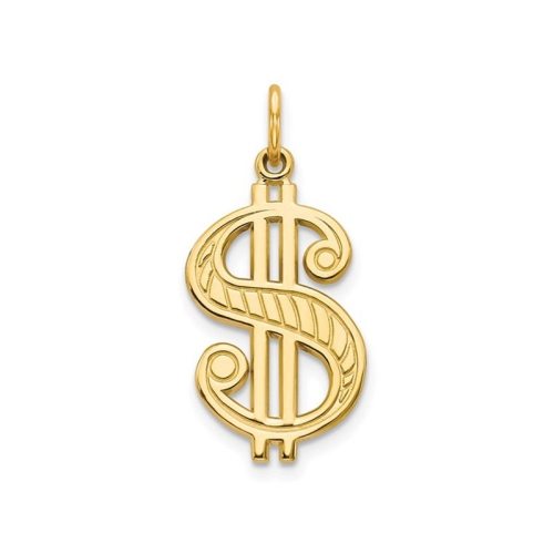 10K Yellow Gold Dollar Sign Charm Pendant