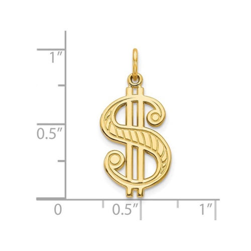 10K Yellow Gold Dollar Sign Charm Pendant
