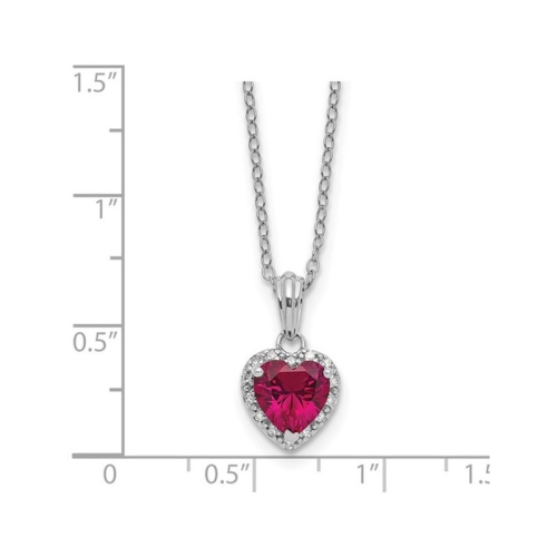 1.15 Carat Lab-Created Ruby Heart Pendant Necklace in Sterling Silver with Accent Diamonds and Chain