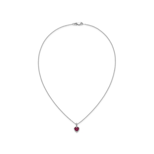 1.15 Carat Lab-Created Ruby Heart Pendant Necklace in Sterling Silver with Accent Diamonds and Chain