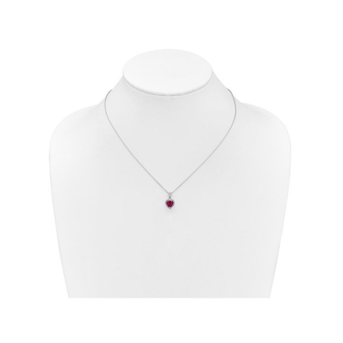 1.15 Carat Lab-Created Ruby Heart Pendant Necklace in Sterling Silver with Accent Diamonds and Chain