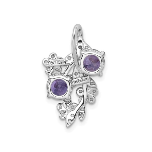1.40 Carat Amethyst and Rose De France Floral Pendant Necklace in Sterling Silver