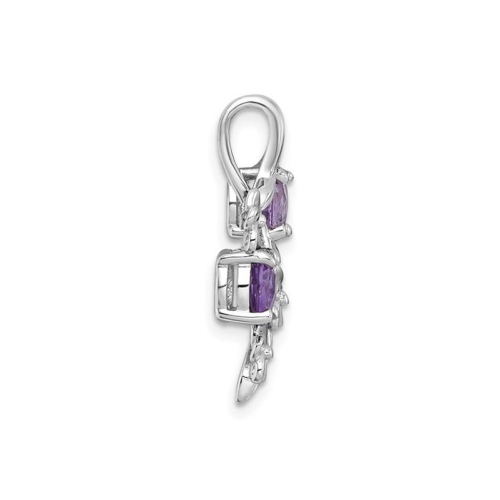 1.40 Carat Amethyst and Rose De France Floral Pendant Necklace in Sterling Silver
