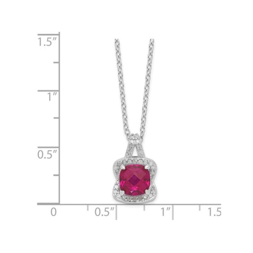 1.80 Carat Lab-Created Ruby Pendant Necklace in Sterling Silver with Diamonds and Chain