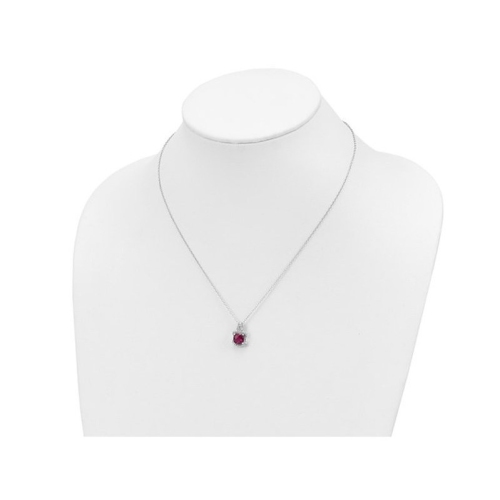 1.80 Carat Lab-Created Ruby Pendant Necklace in Sterling Silver with Diamonds and Chain