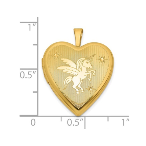 Yellow Plated Sterling Silver Unicorn Pendant Necklace Locket with Chain