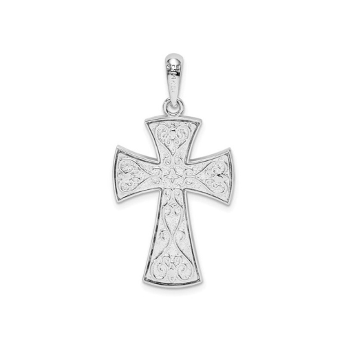 Sterling Silver Diamond-Cut Cross Pendant Necklace with Chain