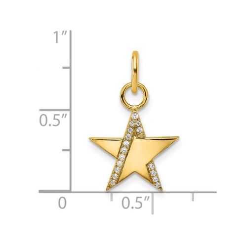 14K Yellow Gold Star Charm Pendant with Accent Diamonds