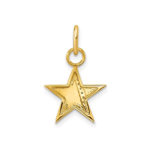 14K Yellow Gold Star Charm Pendant with Accent Diamonds