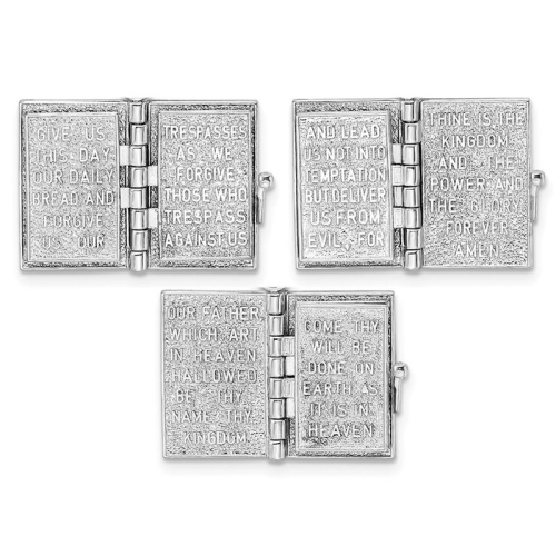 Sterling Silver Lords Prayer Bible Charm Pendant Necklace with Chain