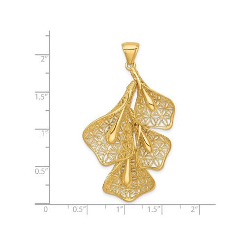 14K Yellow Gold Filigree Calla Lily Flower Pendant