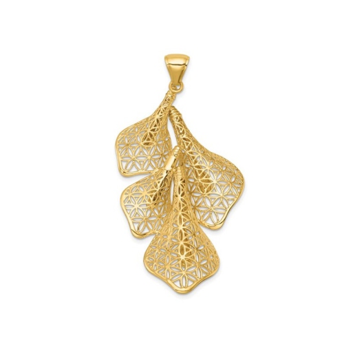 14K Yellow Gold Filigree Calla Lily Flower Pendant