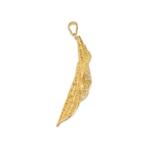 14K Yellow Gold Filigree Calla Lily Flower Pendant