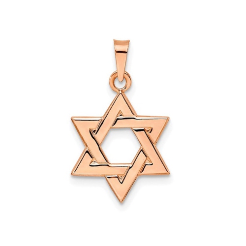 14K Rose Pink Gold Polished Star Of David Pendant