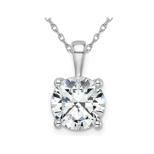 GEM AND HARMONY  3.00 Carat (Ctw E-F, Vs) Lab-Grown Diamond Solitaire Pendant Necklace In 14K Gold With Chain In White