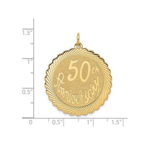14K Yellow Gold 50th Anniversary Charm Pendant Necklace