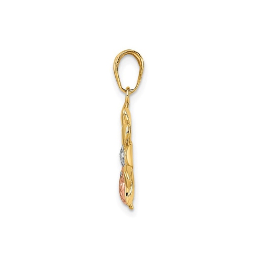 14K Yellow and Rose Gold Ladybug Flower Pendant