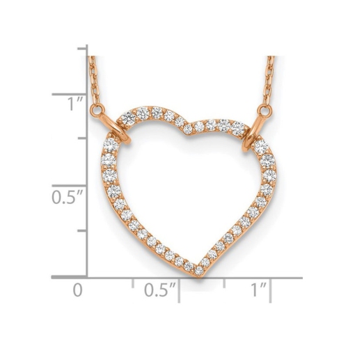 2/3 Carat Lab-Grown Diamond Open Heart Pendant Necklace 14K Rose Gold with Chain