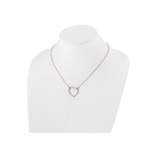 2/3 Carat Lab-Grown Diamond Open Heart Pendant Necklace 14K Rose Gold with Chain