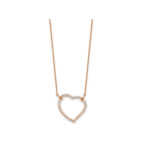 2/3 Carat Lab-Grown Diamond Open Heart Pendant Necklace 14K Rose Gold with Chain