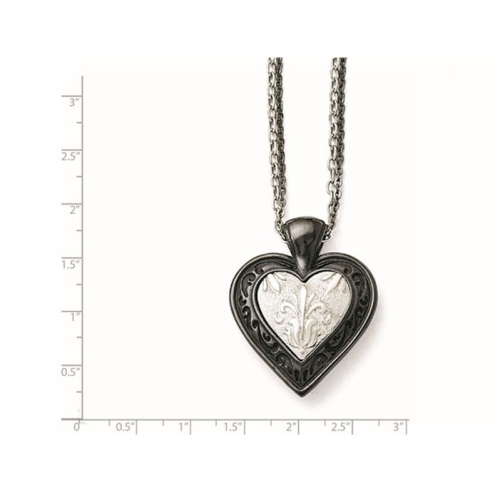 Black Titanium Heart Pendant Necklace with Chain
