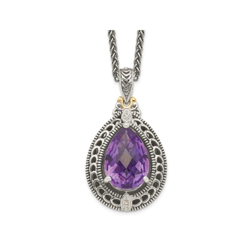 4.50 Carat Amethyst Drop Pendant Necklace in Sterling Silver with Chain