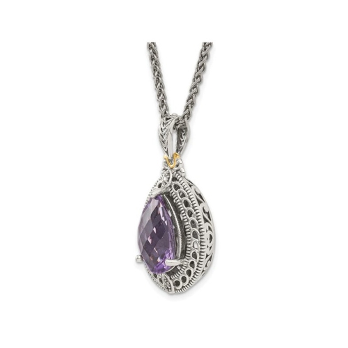 4.50 Carat Amethyst Drop Pendant Necklace in Sterling Silver with Chain