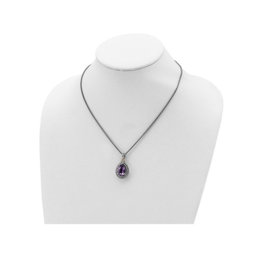 4.50 Carat Amethyst Drop Pendant Necklace in Sterling Silver with Chain