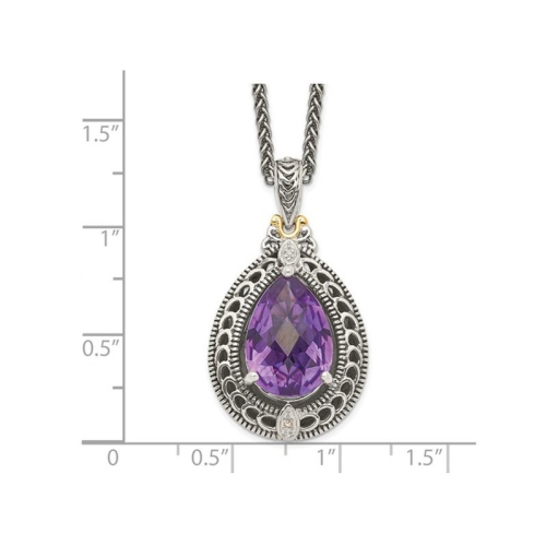 4.50 Carat Amethyst Drop Pendant Necklace in Sterling Silver with Chain