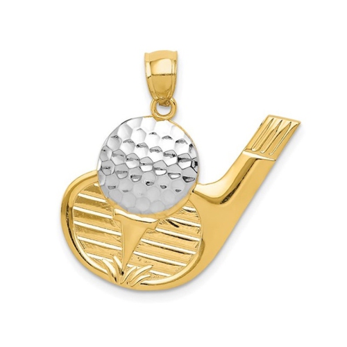 14K Yellow Gold Golf Club and Ball Charm Pendant