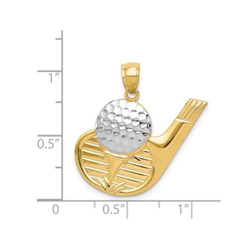 14K Yellow Gold Golf Club and Ball Charm Pendant