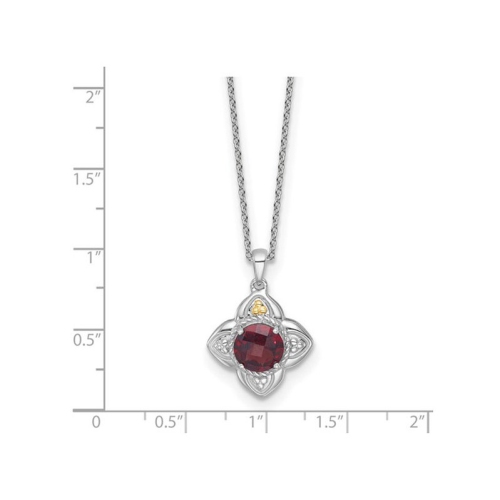 2.00 Carat Garnet Pendant Necklace in Sterling Silver with Chain