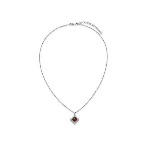 2.00 Carat Garnet Pendant Necklace in Sterling Silver with Chain