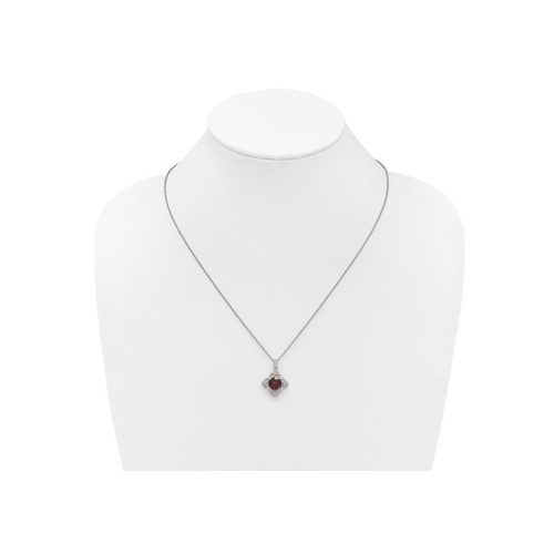 2.00 Carat Garnet Pendant Necklace in Sterling Silver with Chain