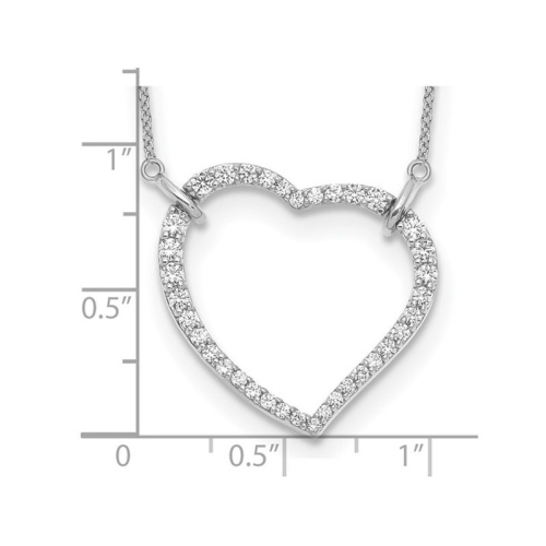 2/3 Carat Lab-Grown Diamond Open Heart Pendant Necklace 14K White Gold with Chain