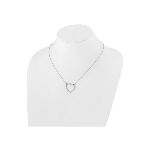 2/3 Carat Lab-Grown Diamond Open Heart Pendant Necklace 14K White Gold with Chain