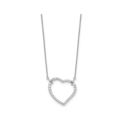 2/3 Carat Lab-Grown Diamond Open Heart Pendant Necklace 14K White Gold with Chain