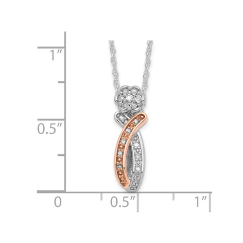 1/8 Carat Diamond Flower Necklace Pendant in Sterling Silver with Chain