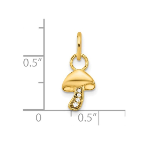 14K Yellow Gold Mushroom Charm Pendant with Diamond Accent