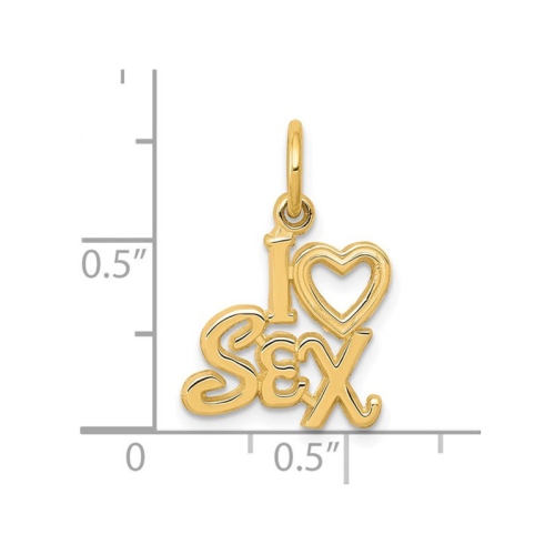 10K Yelllow Gold I heart SEX Charm Pendant
