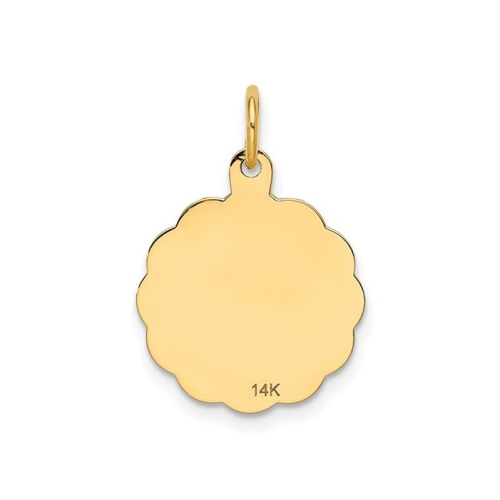 14K Yellow Gold Star of David Disc Charm Pendant