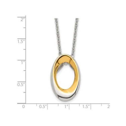 Yellow Plated Stainless Steel Polished Oval Necklace Pendant with Chain